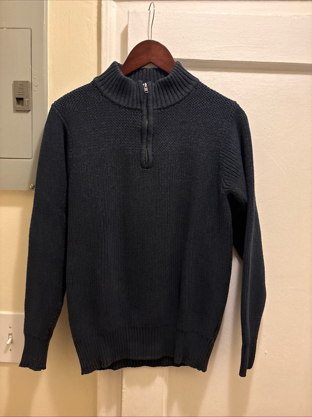 Men's RedHead Brand knit quarter Half-Zip Navy Cotton Blend Sweater size small